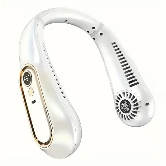Portable Bladeless Hanging Neck Fan with LED Display - USB Rechargeable