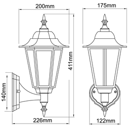 KSR LIGHTING KSR1153BLK LED 7W COACH LANTERN
