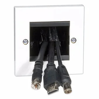 Single Brush White Cable Entry Faceplate