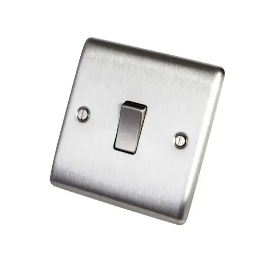 BG NBS12 10A 1 Gang 2 Way Light Switch Brushed Steel